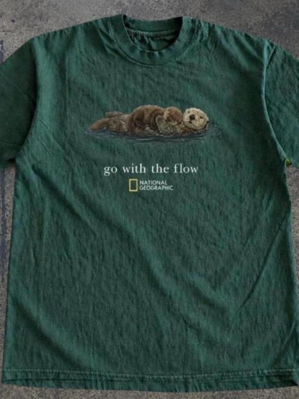 National Geographic Forest Green Otter 'Go With The Flow' Tee